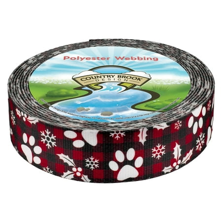 Country Brook Design® 1 1/2 inch Christmas Plaid Polyester Webbing, 20 Yards