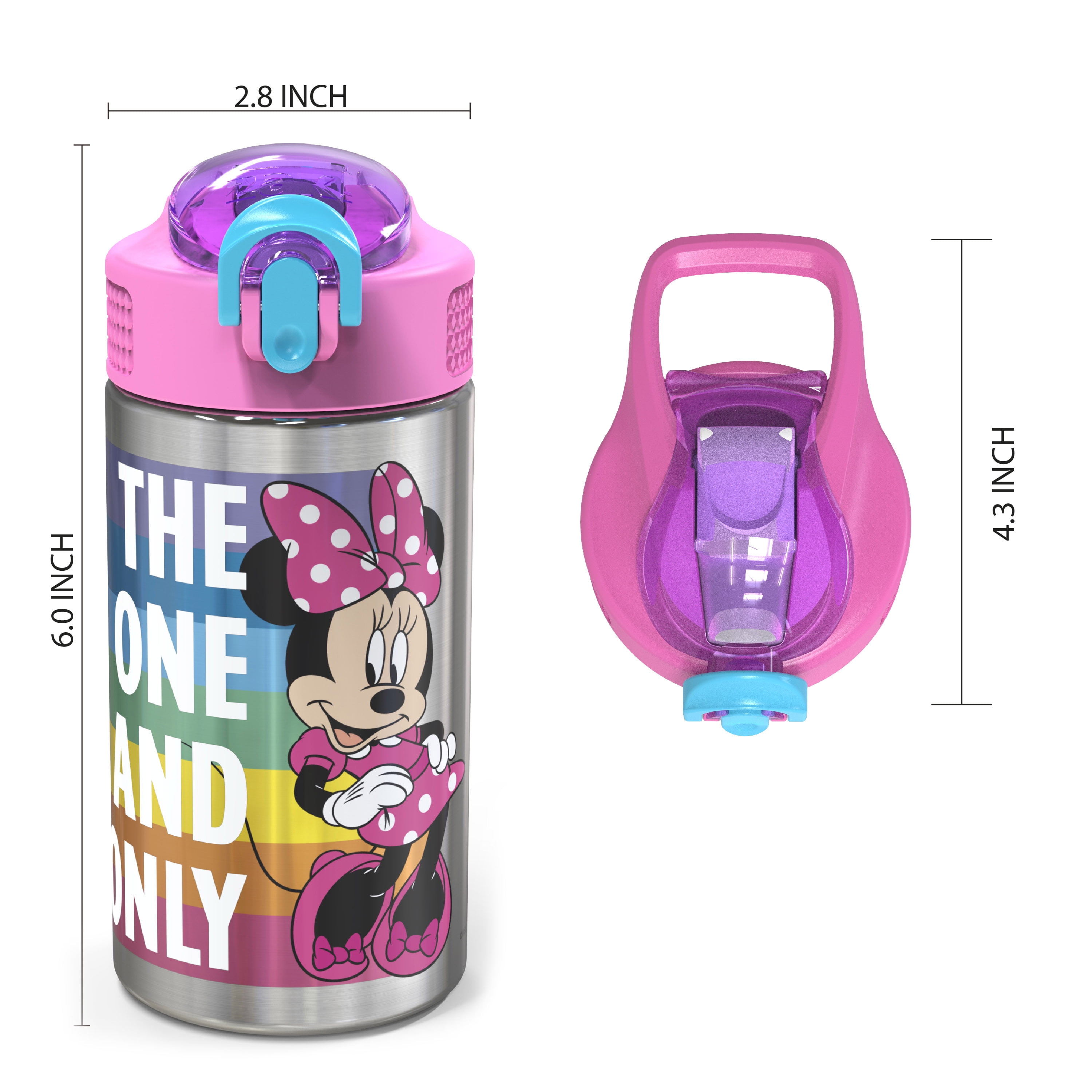  Disney Bundle Minnie Mouse Plastic Water Bottle Set for Girls -  4 pc Bundle with 2 Minnie Reusable Bottles For Home, School, and Sports,  Stickers, and Door Hanger : Home & Kitchen