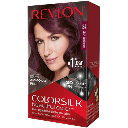 3 Pack - Revlon ColorSilk Hair Color 34 Deep Burgundy 1 (Best Deep Burgundy Hair Dye)