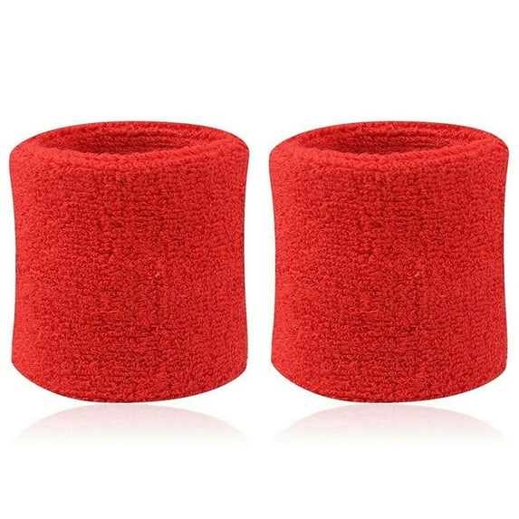 Yoone 2Pcs Sports Wristband Solid Color Absorbent Cotton Breathable Quick Dry Sweatband for Tennis