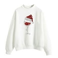 thumbnail image 1 of EGNMCR Chandail en Molleton de Noël pour Femmes Col Roulé Imprimé Couleur Unie Chandail Ample à Manches Longues, 1 of 2