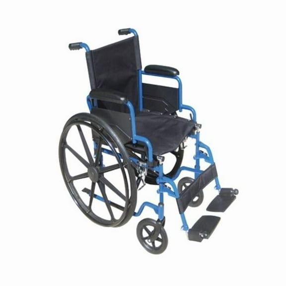 Blue Streak Wheelchair with Flip Back Detachable Desk Arms and Swing-away Foot Rest- Blue