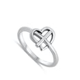 thumbnail image 4 of Cross Heart Faith Love Christian Purity Ring 925 Sterling Silver Band Jewelry Female Male Size 5, 4 of 4