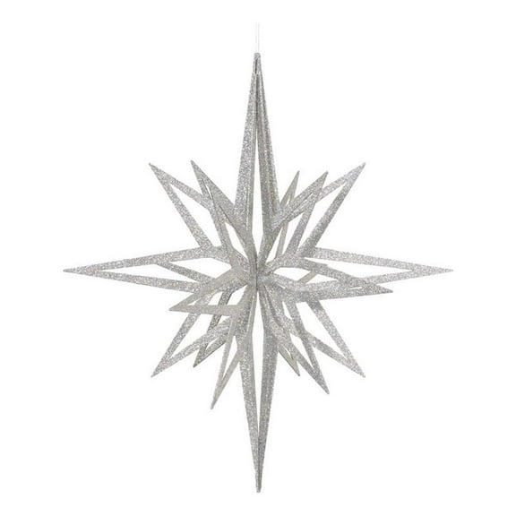 Pemberly Row 32" Plastic Iridescent Star Christmas Ornament in Silver