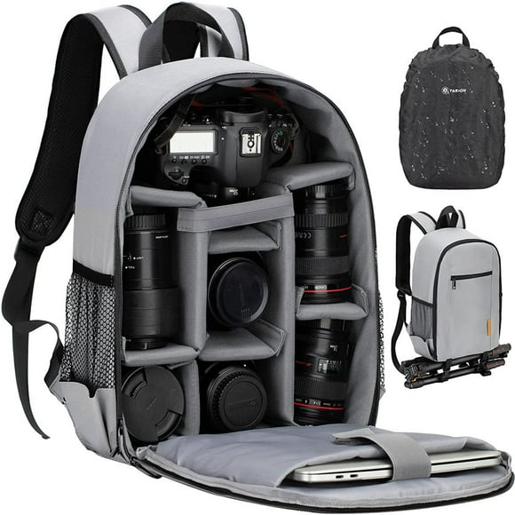 YOPTOP Camera Bag Professional Camera Backpack Case with Laptop Compartment Waterproof Rain Cover for DSLR SLR Mirrorless Camera Lens Tripod Photography Backpack for Women Men Photographe,Grey