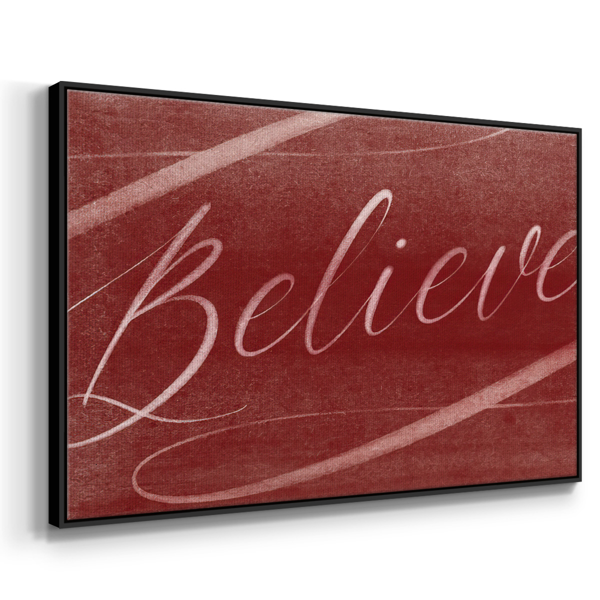 Believe - Framed Gallery Wrapped Holiday Canvas - 25 x 37 - Black Frame