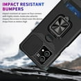 thumbnail image 5 of Heavy Duty Case for Motorola Moto G Stylus 5G 2022 with Camera Lens Sliding Cover Card Holder, Rugged Protection Shockproof Phone Cover with Rotate Ring Holder Stand Magnetic Car Mount, Silver, 5 of 7