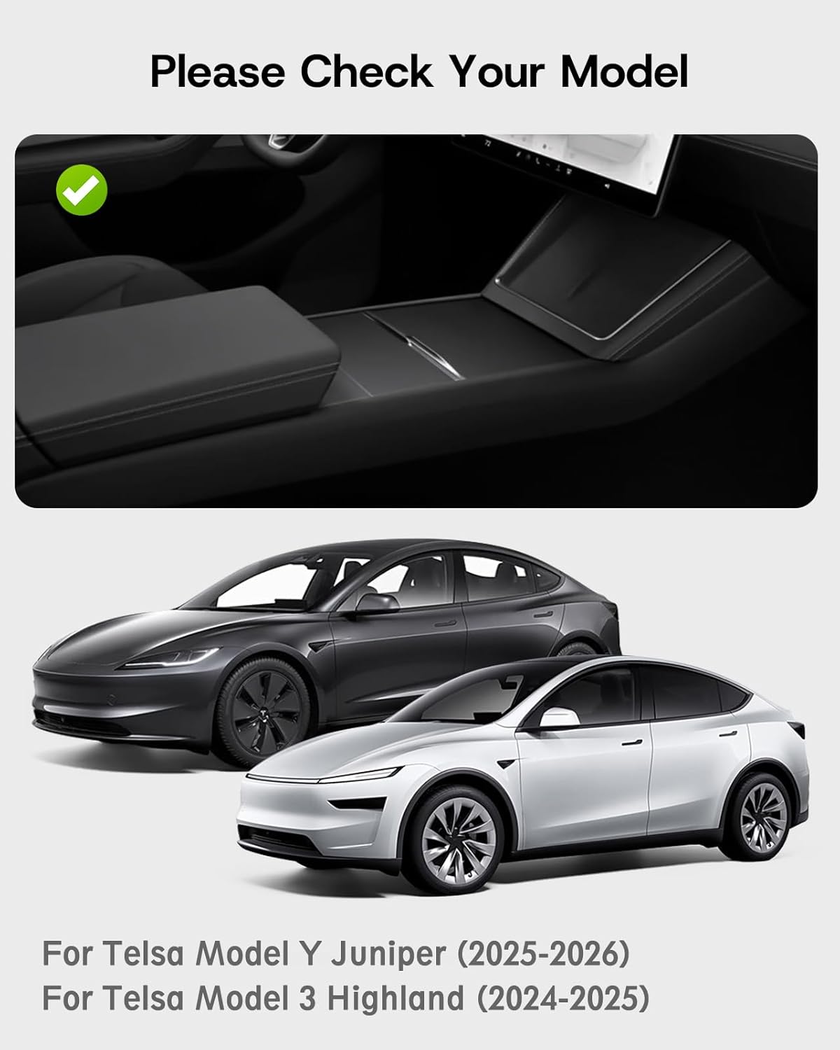 2025 Upgrade center console storage box Tesla Model 3 highland accessories hidden tray [double space, durable material, easy to clean] storage box