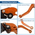 thumbnail image 4 of Palancas de freno y embrague cortas Unique Bargains para Yamaha MT-10/FZ-10 2017-2021, palanca de freno ajustable en 6 posiciones, aleación de aluminio, naranja, 1 par, 4 of 7