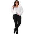thumbnail image 3 of DARING DIVA Women's Plus Size Fluffy Open Front Cropped Faux Fur Coat 1X White, 3 of 6