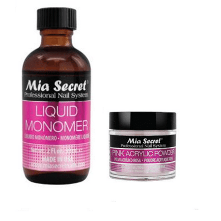 Powder Set - MIA SECRET PINK ACRYLIC POWDER & LIQUID MONOMER 2 OZ SET + Free Temporary Body Tattoo