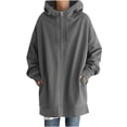 thumbnail image 2 of SDNall Hoodies for Women Solid Color Hoodie Zipper Long Sleeve Sweatshirts Long Coat Tops with Pockets (Gray, Sizes S-XXXXL), 2 of 9