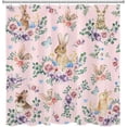 thumbnail image 4 of Spring Easter Shower Curtain for Bathroom,Cute Rabbit and Butterfly with Colorful Floral Country Green Leaf Plant Fabric Shower Curtain with Hooks,Pink Bathroom Curtains Shower Set, 72x72 inches, 4 of 4