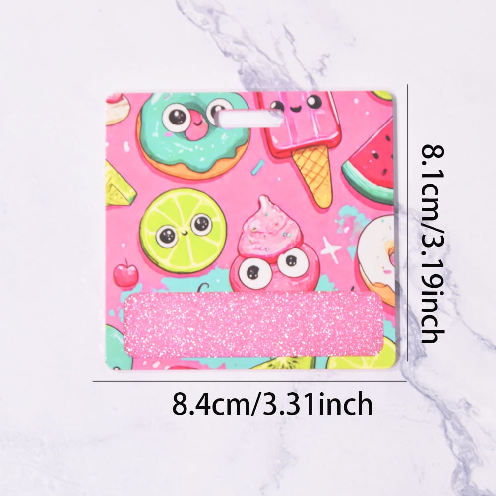 Mix 10pcs Glitter Acrylic Printed Badge Mixing Different Styles of Printed Patterns Name Tag Badge Id Holder Sprinkle Badge Buddy For DIY handicrafts