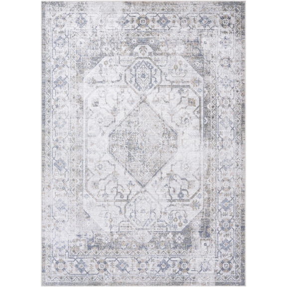 BoutiqueRugs Annlea Traditional Area Rug - Machine Washable - Gray Blue, Sage Green, Blue - 2' x 2'11"