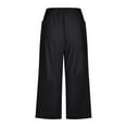 thumbnail image 6 of TRUBKH Linen Pants Women Pull On Pants Palazzo Pants Wide Leg Linen Pants Paperbag Pant Straight Leg Lounge Trouser Palazzo Pants Comfort Resort Wear Fashion Drawstring Lightweight Black S, 6 of 7