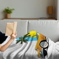 thumbnail image 3 of Retro Soft Flannel Fleece Throw Blanket, Vintage Car in Magic City Miami with Exotic Coconut Trees Sunny Day Beach, Cozy Plush for Indoor and Outdoor Use, 50" x 60", Yellow Blue Orange, by Ambesonne, 3 of 5
