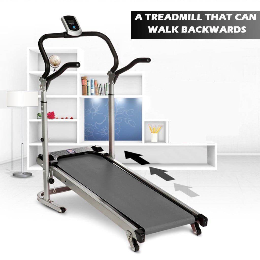 Shock-absorbing Mechanical Treadmill Long&Widened Adjustable Running Machine 