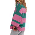 thumbnail image 4 of Womens Oversized Striped Shirt Half Zip Long Sleeve Sweatshirt V Neck Color Block Tops 2026 Spring Casual Tees Dressy Lightweight Comfy Outfits Going Out Tops Ladies Fashion Trendy, 4 of 6