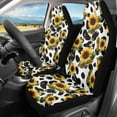thumbnail image 2 of ZIATUBLE Sunflower Cow Print Car Seat Dust Cover Soft Cars Front Seat Protectors Cover 2 Piece Bucket High Back Car Front Seat Covers Universal for Cars SUV Trucks Auto Interior Accessories, 2 of 7