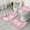 Pink Floral And, variant on Multicolor Ethnic Geometric Pattern (4) Bathroom Rugs Sets 3 Piece,Toilet Cover Set,Absorbent Non Slip Bathroom Mats Sets with U-Shaped Contour Rug Toilet Rug Set