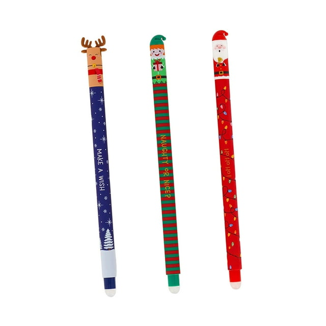 Bolígrafo borrable,Bolígrafos borrables navideños,artículos escolares para escribir,Bolígrafos de gel navideños creativos,Lindos adornos navideños,artículos de papelería y material