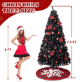 thumbnail image 3 of Tcbosik 7.5ft Prelit Christmas Tree with Remote Control, 350 Warm White Lights and 1200 Branch Tips, Artificial Hinged Xmas Tree with Tree Skirt and Ornaments, Includes Metal Stand, Black, 3 of 10