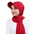 thumbnail image 2 of XIAOCHA Womens Solid Brimmed Hijab Headscarf Breathable Casual Head Cover,Red, 2 of 4