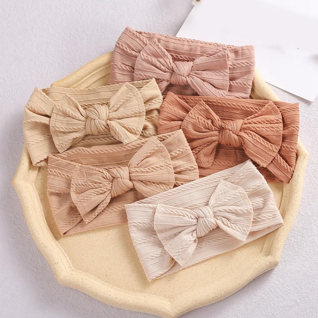 5x Diademas suaves para bebés Yotijar Adorable Bowknot Turbante Tejido Diademas para niñas