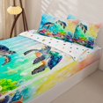 thumbnail image 3 of Manfei Pretty Marine Life Zipper Full Size Comforter Sets with Fitted Sheet and 2 Pillowcases,Cute Sea Turtle Zipper Bedding Set,Blue Yellow,Polkadot Reversible,4pcs, 3 of 8