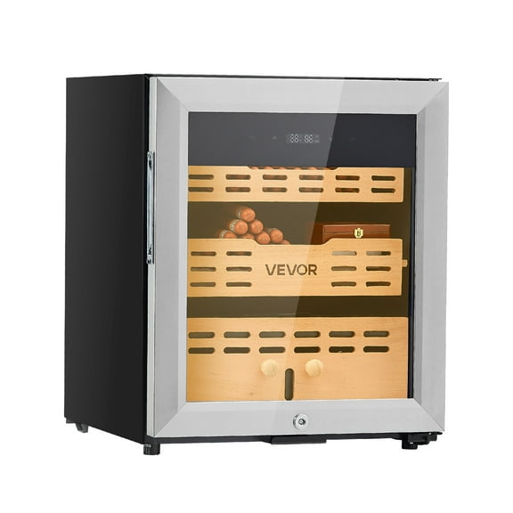 VEVOR Electric Humidor, 50L, 300 Counts Electric Cigar Humidor Cabinet with Compressor Cooling, Constant Humidity & Temperature Control, Spanish Cedar Wood Shelves & Drawers, 2 Layers, for Household