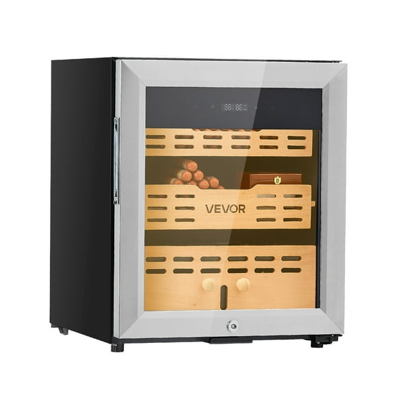 VEVOR Electric Humidor, 50L, 300 Counts Electric Cigar Humidor Cabinet with Compressor Cooling, Constant Humidity & Temperature Control, Spanish Cedar Wood Shelves & Drawers
