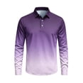 thumbnail image 6 of TKKCS Mens Gradient Long Sleeve Polo Shirts- Lightweight Regular Fit Casual Stretch Golf Shirts Purple Size 5XL, 6 of 6