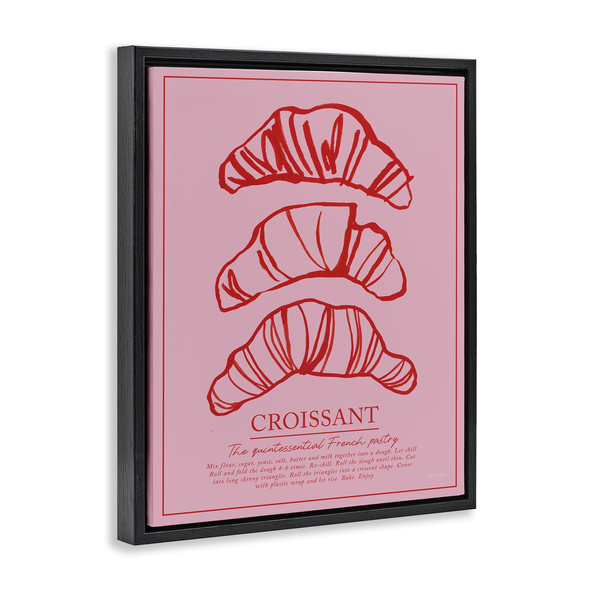 Stupell Industries Croissant Breakfast Pastry Black Framed Floater Canvas Wall Art, design by Jenaya Jackson