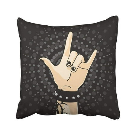 WOPOP Black Music Punk Rock Kids Woman Rocker Bracelet Metal Wrist Hand Tattoo Pillowcase Throw Pillow Cover Case 18x18