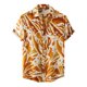thumbnail image 1 of Camisas De Lino Para Hombre Camiseta de manga corta con solapa y hebilla con estampado de y ocio para hombre (Orange, 3XL), 1 of 7