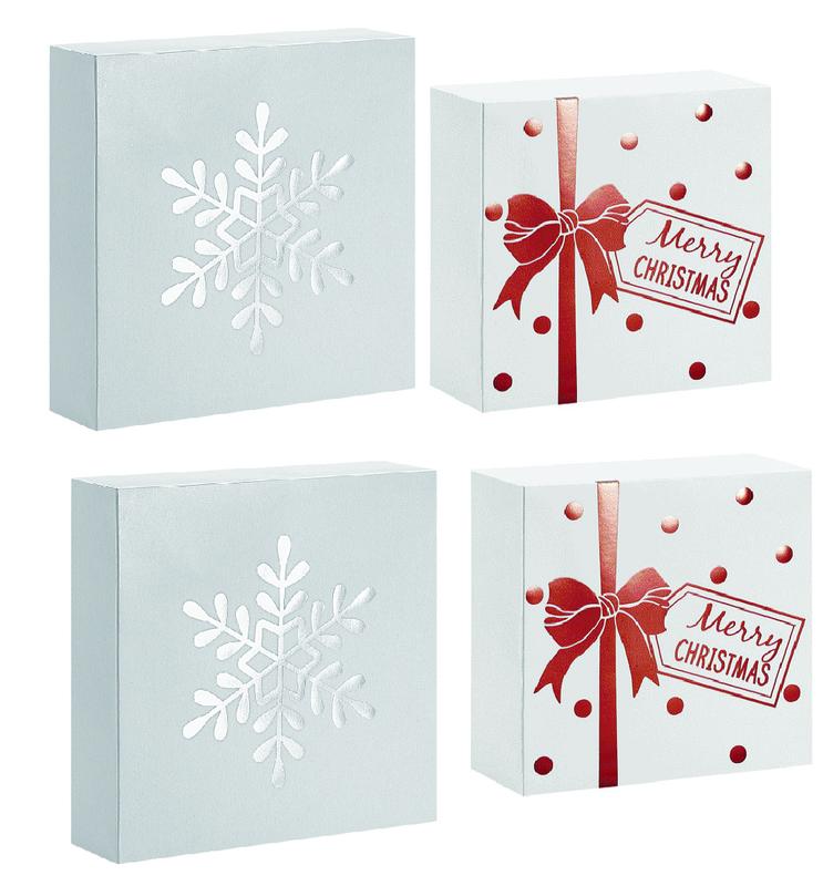Holiday Time White Merry Christmas Square Boxes 4 Count - image 3 of 5