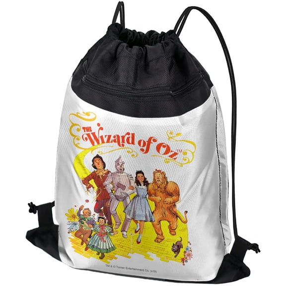 The Wizard of Oz Yellow Brick Road Drawstring Backpack Sports Bag Sackpack 17" x 13", Perfect for Gym, Yoga or Practice
