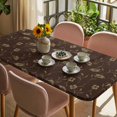 thumbnail image 3 of Brown Floral Table Cloths for 4 Foot Rectangle Tables, Vintage Spring Botanical Flowers Patio Waterproof Elastic Fitted Tablecloths, Washable Rectangular Table Cover for Camping, 3 of 8