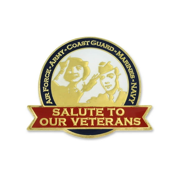 PinMart's Salute to Our Veteran's Military Jewelry Lapel Pin w/ Magnetic Backing