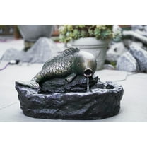 XBrand Fish Spitter Water Fountain, Outdoor Garden, Yard, Lawn, Porch Décor, 12 Inch Tall, Grey