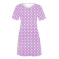 thumbnail image 4 of Offre à Durée Limitée Iumwxz Robes à Manches Courtes Col Rond pour Femmes Tunique Décontractée Plissée Robes Ligne A Robe Graphique à Pois Grande Taille Robes d'Été Robes Tendance pour la Saint-Valentin, 4 of 4
