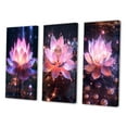 thumbnail image 3 of Designart "Pink Lotus with Light Filtering Through II" Lotus Wall Art Set Of 3 - Modern Pink Canvas Set For Living Room Decor, 3 of 6