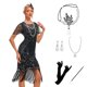thumbnail image 2 of Vestido estilo flapper con escote de encaje y lentejuelas estilo art déco de los años 20 para mujer, vestido de cóctel para mujer con mangas de encaje semitransparentes, 2 of 4