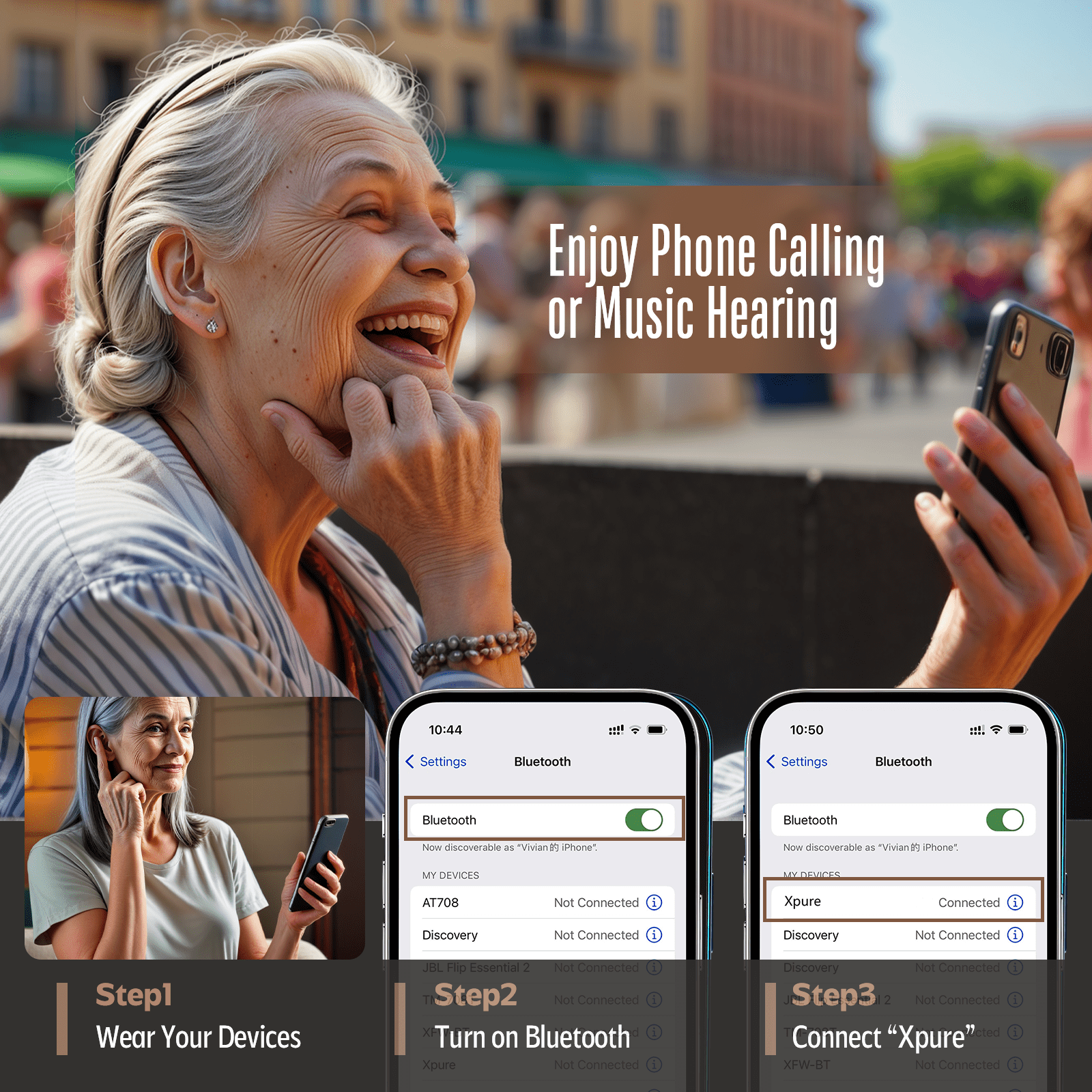 Vivtone Xpure Advanced Bluetooth Hearing Aids, Rechargeable OTC for Seniors Adults, with APP Control, Auto On/Off
