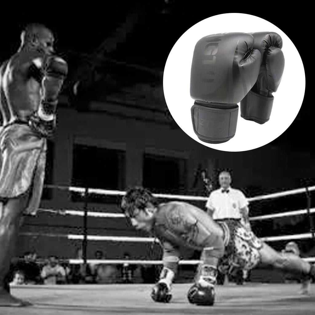 Boxing Gloves MMA Training Thai caseing Thai Sparring Kickboxing Punching Heavy Bag for unisex adult - Black, 14OZ
