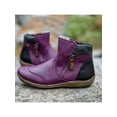 thumbnail image 3 of UKAP Ladies Ankle Boot Side Zip Flat Boots Retro Booties Street Short Bootie Slip Resistant Winter Shoes Purple 5.5, 3 of 3