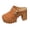Brown, variant on Women's Platform Cut Out Sandals Block High Heels Backless Mules Dress Sandal Close Toe Wide Width Walking Shoes White Size 7