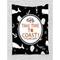 thumbnail image 1 of Whales Tapestry, Take Time to Coast Lettering on Nautical Elements and Tiny Hearts, Wall Hanging for Bedroom Living Room Dorm Decor, 60W X 80L Inches, Charcoal Grey Burnt Sienna, by Ambesonne, 1 of 2