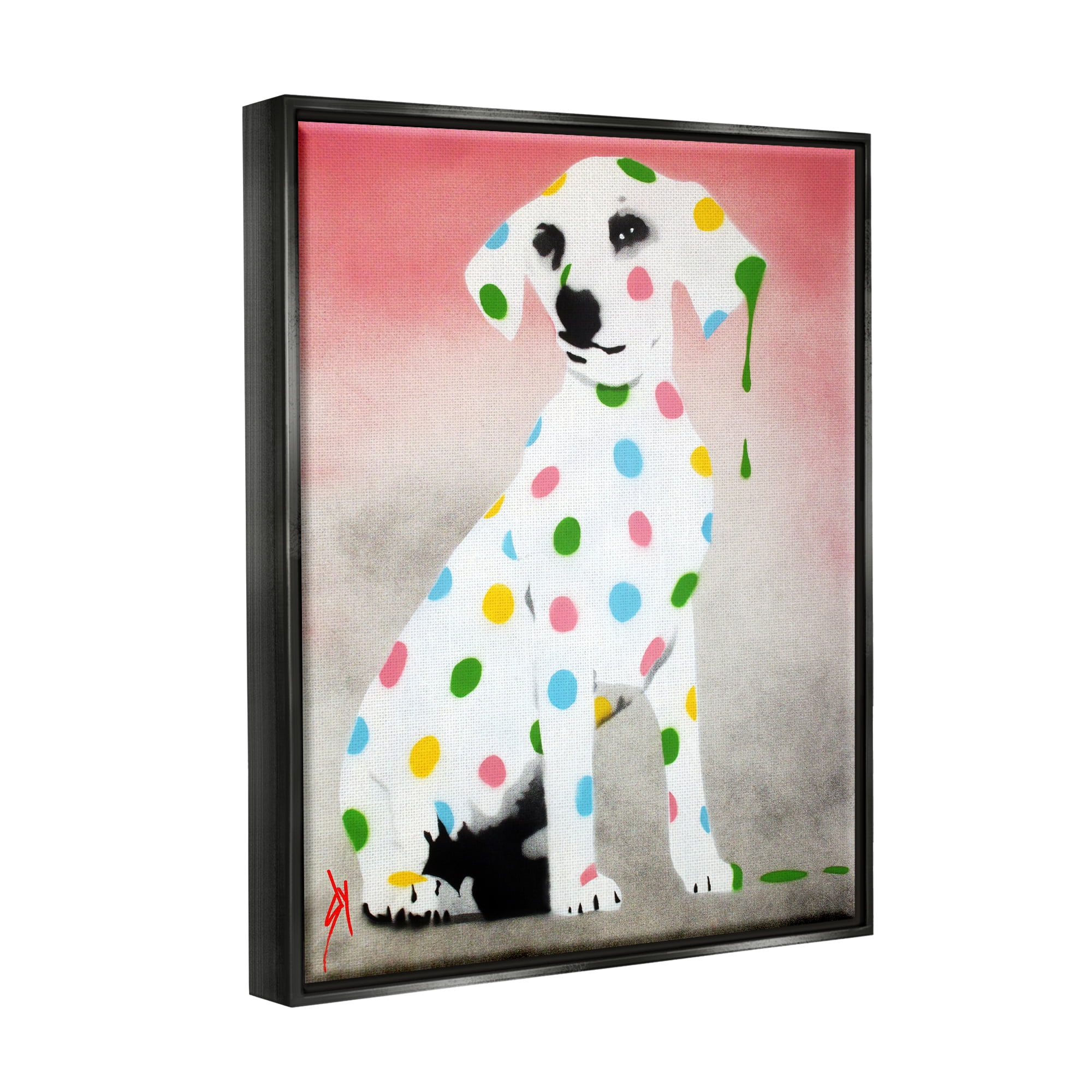 Stupell Industries Street Style Dalmatian Dog Pattern Animals & Insects Painting Black Floater Framed Art Print Wall Art